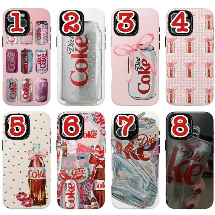 Diet Coke Aesthetic Rubber Cellphone Casing - Cute Pink Soda Collage, Shock Resistance, Wireless-Friendly, Compatible with iPhone 11-18, Mobile Devices Accessories