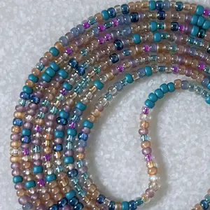 EUPHORIA - Tie On Waist Beads - 45 to 60 inches Waistbeads - Purple Teal Waistbeads - Summer Waistbeads - Beaded Fashion Body Jewelry - Made By Venus Waistbeads