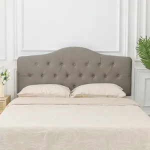 Adeco upholstered Queen Size Headboard-PU Leather Headboard Panel for Queen Beds,Adjustable Height from 48" to 52.5",Dark Beige box  bed