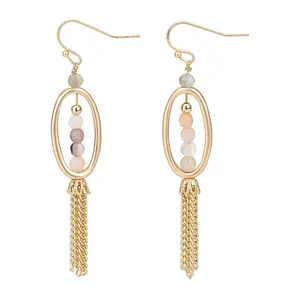 Vintage Havana Maya Goldtone Beaded Dangle Earrings