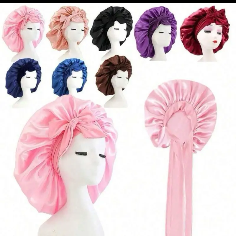 ￼ YANIBEST Satin Bonnet with Tie Band for Sleeping Double Layer Satin Lined Silk Bonnet for Sleeping Hair Bonnets for Women Natural Curly Hair #SummerWins#DealsForYoudays