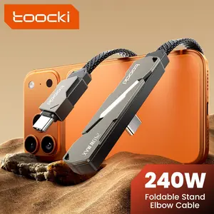 Toocki 240w High-Power USB-C Data Cable, Foldable Stand, Fast Charging, Type C to Type C, Elbow Cable, Compatible with Gaming Laptops and Phones