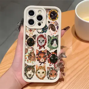 Cute Cat Pattern Phone Case, Anti-drop Cellphone Protective Case, Total Protective Shockproof Mobile Phone Cover for iPhone 11 12 13 14 15 16 Series