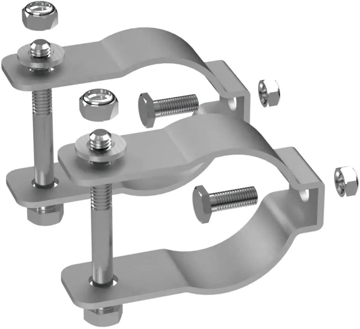 Nice North America 127630 Silver Metal Bolt Tube Gate Bracket Set, Hardware Fastener Components for Tools & Hardware Applications, Metal Bolt Brackets