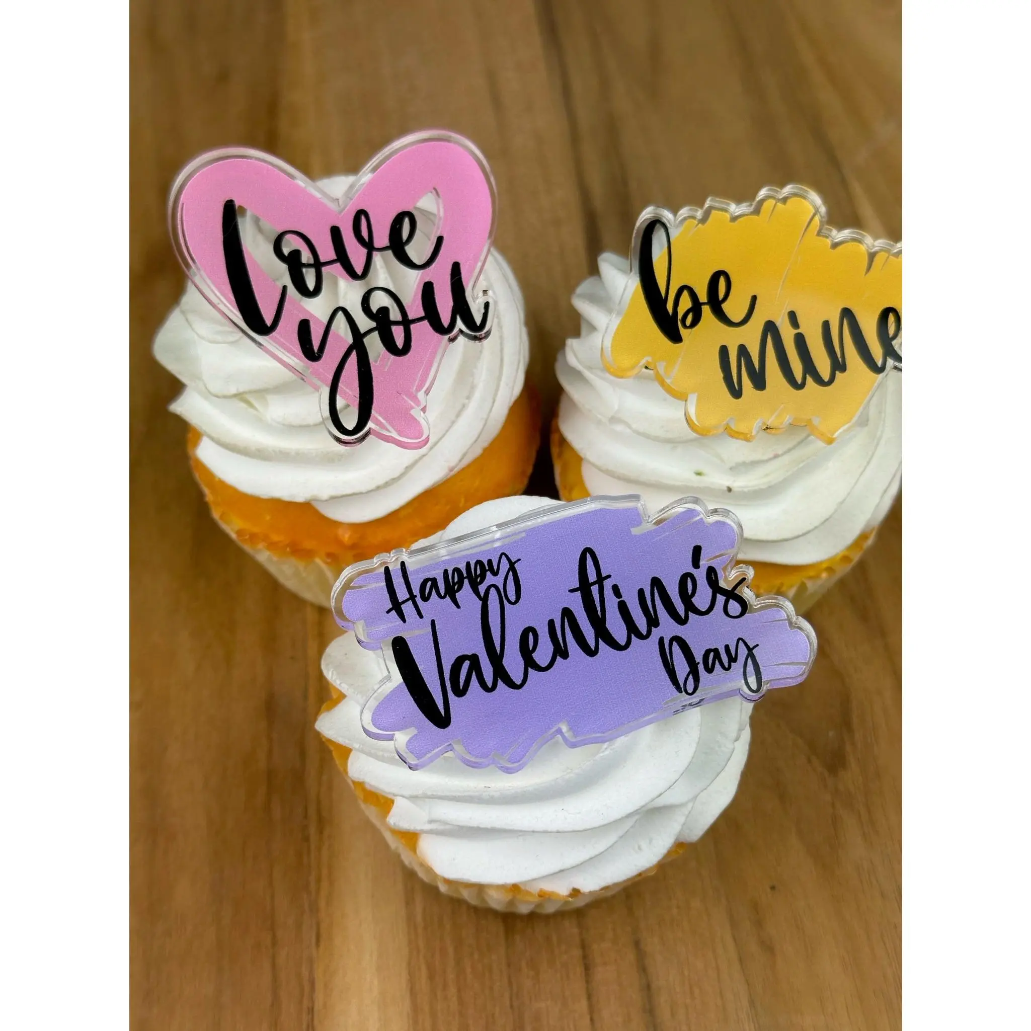 Painted Love Cupcake Toppers, Happy Valentines Day Cake Charms | Medallions | Cupcake Topper (Sets of 6)