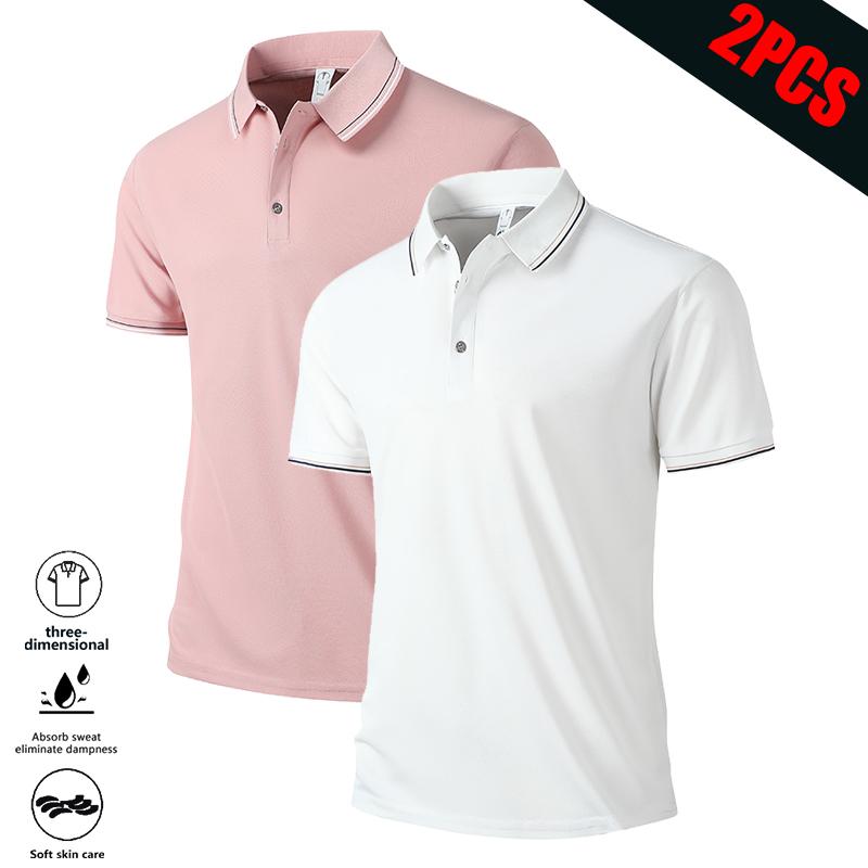 LIFE KEEPS MOVING Men's Regular Fit Solid Color Buttoned Sports Polo Shirt, Short Sleeve Turn-Down Collar Top, Suitable for Golf Outdoor Activities, Casual Comfortable Breathable Menswear