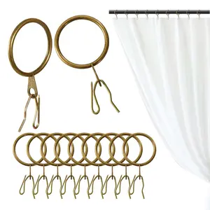 40 Pcs Curtain Hanging Rings (inner Diameter 30mm) with Curtain Hooks, Heavy-Duty Metal Curtain Rings, Used for Shower Curtains and Curtains curtain accessory