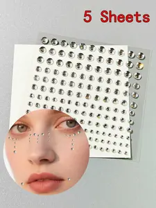 5 Sheets Fake Piercing Sticker Non Piercing DIY Artifical Pearl Rhinestones Sticker Disposable Face Nose Lip Earring Jewelry Stickers