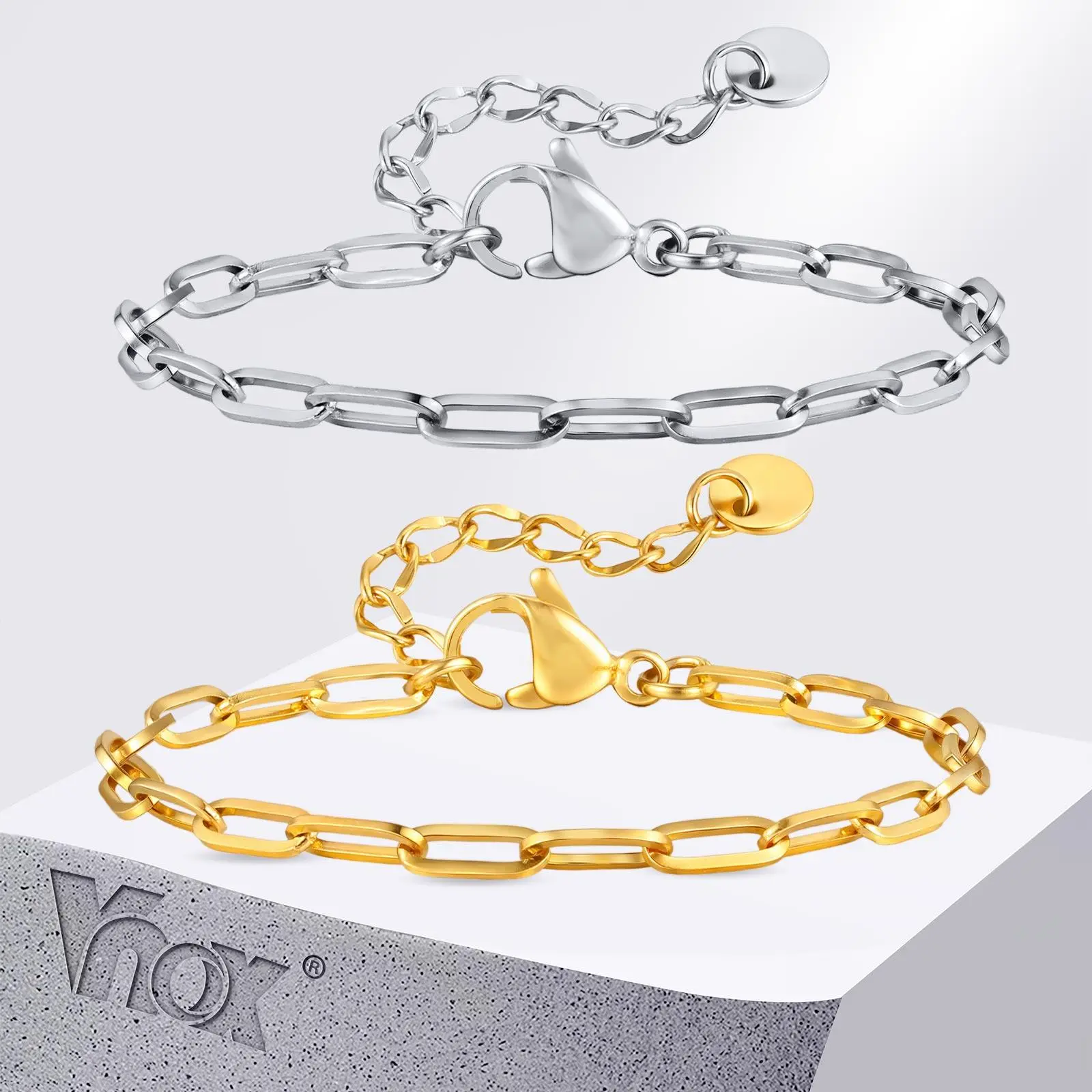 Vnox Simple Daily Life Bracelet for Baby Girl, Gold Color Adjustable Stainless Steel Not Allergic Bracelets, Baby Birthday Gift