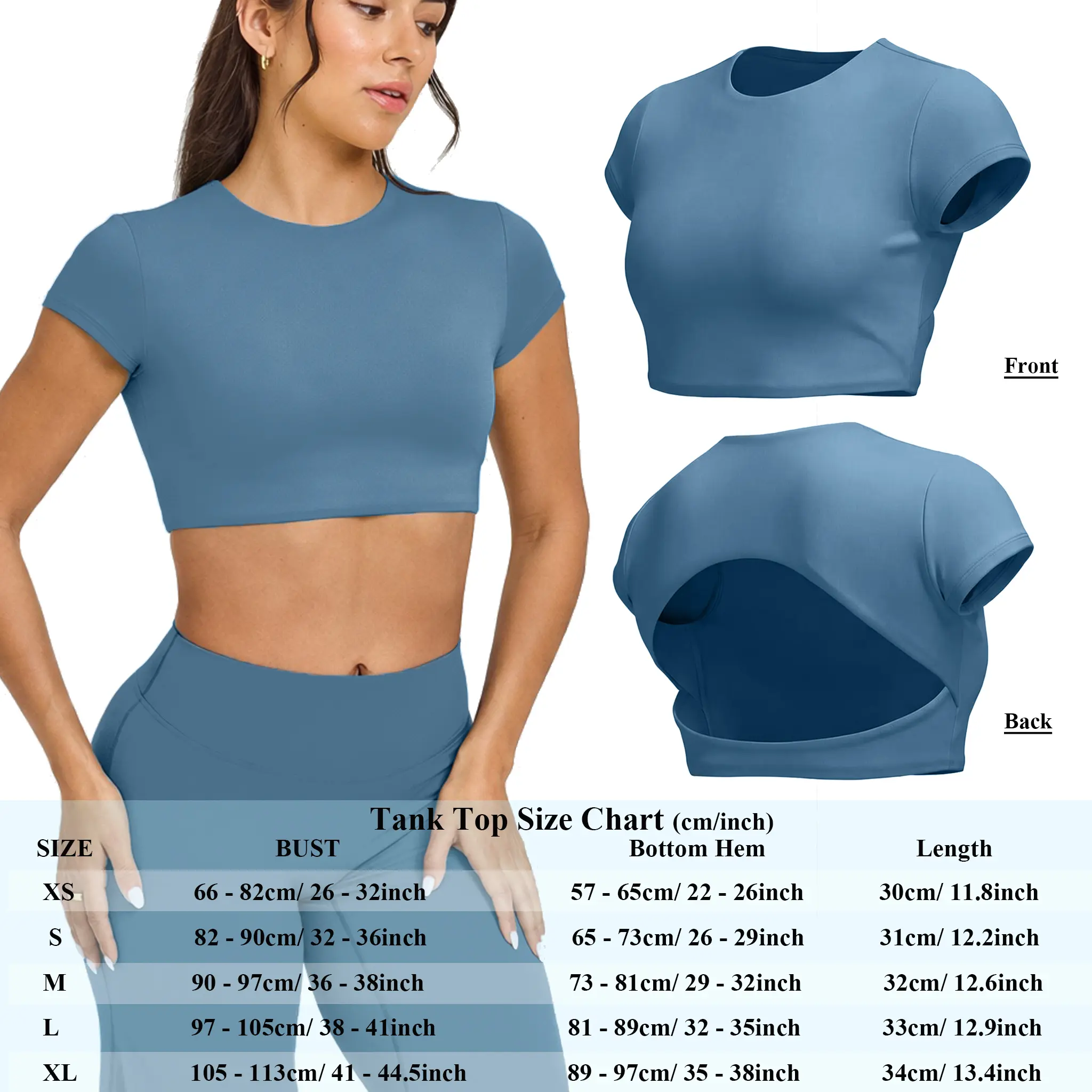 Grey Blue Cap Sleeve Crop Top