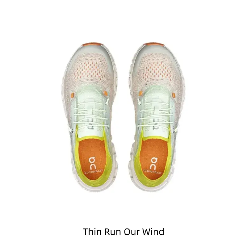 Off White Bright Yellow Color Block Running Sneakers Perforated Breathable Mesh Upper, Hollow Segmented Cushion Midsole Non Slip Athletic Shoes For Men Women Jogging And Outdoor Activities