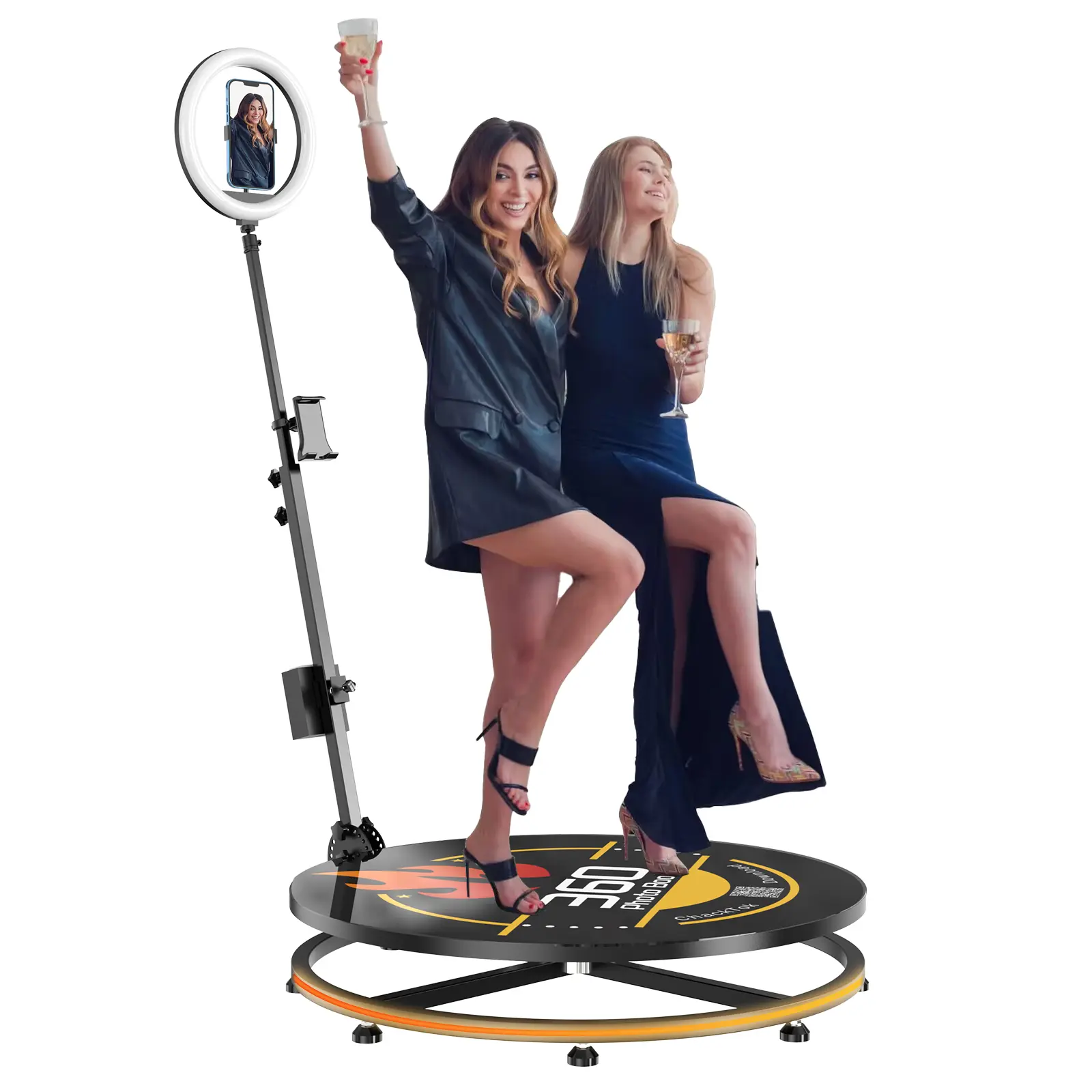 360 Photo Booth Machine with Remote Control Software APP  Slow Automatic  Motion 360 Spin Camera Booth for 1-3 People (22.5in)