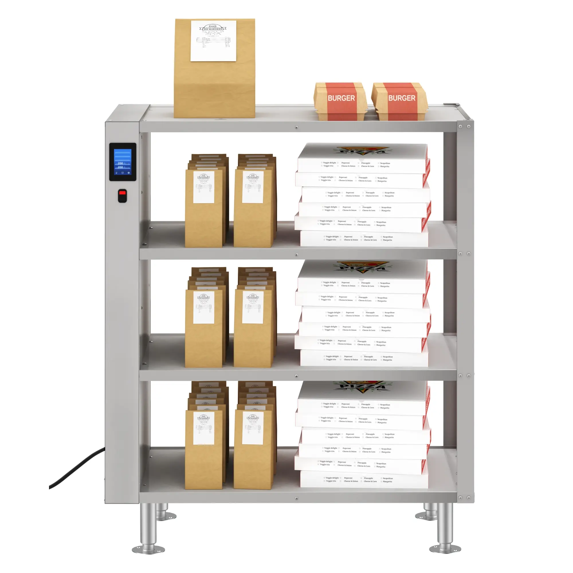 Four-Shelve Commercial Take Out Warmer Cabinet with Touch Screen in Stainless-Steel, UL and NSF Listed (KM-WSC-T4)