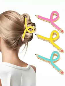 3-Piece Cute Pencil Hair Clip Set for Teachers and Students, High Hold Power, Perfect for School and Office, Fun Gift for Students, School Hair Accessories