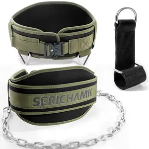 Dip Belt for Weight Lifting With 46”Steel Chain And Loading Straps,Weight Belt with Auto-Locking Buckle, Weighted Pull Up Belt For Weights