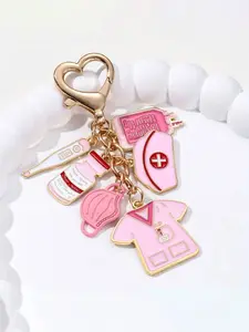 Nurse Series Nurse Day Pill Case Syringe Keychain, Fashion Classic Style Car Bag Hanging Ornament Gift for Friends Family Memorial Present