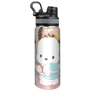 Pochacco Brand 20oz Happy Birthday Tumbler Stainless Steel Double-Wall Vacuum Insulated Water Cup with Lid & Straw Cute Cartoon Design for Outdoor Activities & Office Use