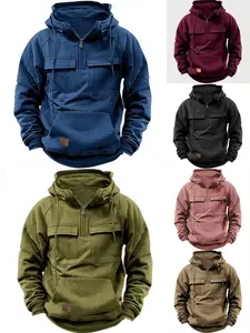 Men's Autumn Clothing Father's Day Gifts Spring & Autumn Sweater Hoodie with Zipper Multi-Pocket Pullover for Sports & Leisure Activities