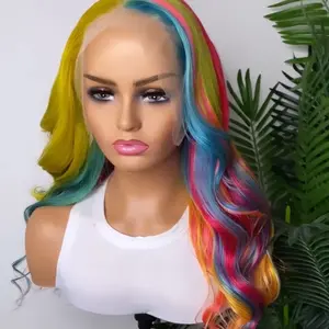 Rainbow human hair wig