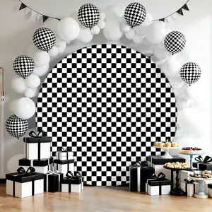 7.2FT Black Round Backdrop Cover for 7.2ft Circle ArchStand - Adjustable Round Arch Cover Circle Backdrop Coverfor Birthday, Wedding Arch, Baby Shower PhotographyBackground Party Decor（without bracket）