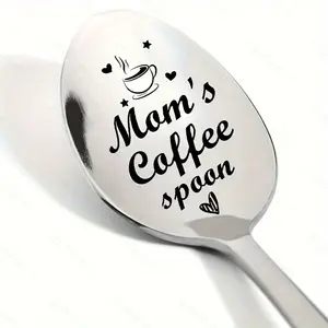 1/20pcs Engraved 'Mom's Coffee Spoon' Stainless Steel with Floral Design - Ideal Gift for Mother's Day, Birthday, Christmas from Son or Daughter - Durable & Easy-to-Use for Coffee Lovers, Coffee Bar Accessories, Best for Christmas
