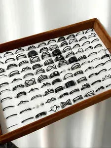 Women's Punk Style Hollow Out Design Ring Set, Casual Daily & Party Wear, Stackable Rings, Fashion Stackable Rings, Perfect Gift for All Seasons