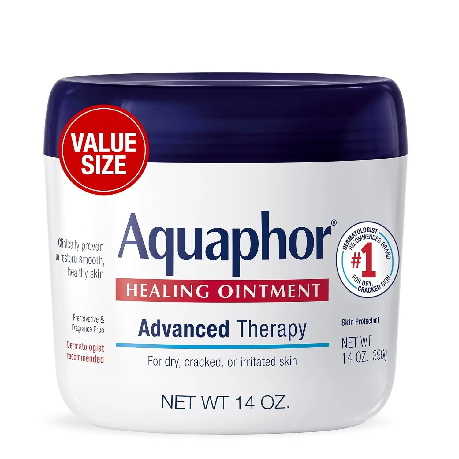 Aquaphor Advanced Therapy Healing Ointment Skin Protectant, 14 OZ | Clinically Proven Skin Protectant Moisturizer for Cracked, Irritated or Dry Skin Relief, Dye and Fragrance Free