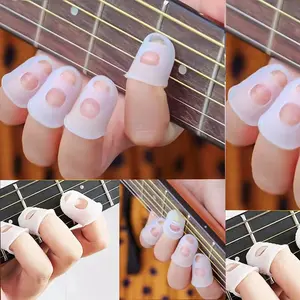 4 Silicone Guitar Finger Picks for Beginners, Comfortable and Protective Plectrums, Ideal for Wood Guitar Practice, Guitar Learning Tools