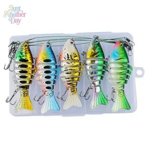 5PCS 7-Segment Multi-Jointed Sinking Hard Swimbait Kit, Lifelike Swimming Action Fishing Lures, Far-Casting Baits for Bass and Trout
