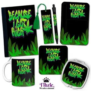 Morning Lift Collection – Cute Minimalist Cannabis‑Inspired Morning Routine Gift Set | Mug, Journal, Coaster, Sticky Notes, Pen, Compact Mirror & Bookmark | Aesthetic 420 Box for Coffee Lovers by Tibzie