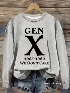 Women's Casual Graphic Pullover Sweater, Soft Long Sleeve Round Neck Sweatshirt, Comfortable Daily Wear