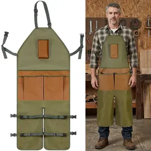 Gardening Apron Adjustable Legs Waterproof Apron with 6 Release Pockets, Adjustable Buckle for Gardening, Woodworking, Pottery, BBQ, Cafe Kitchen Painting Carpenter Work