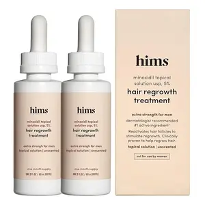 hims Extra Strength Hair Regrowth Treatment for Men with 5% Topical Minoxidil Solution for Hair Loss and Thinning Hair, Unscented, 2 Pack
