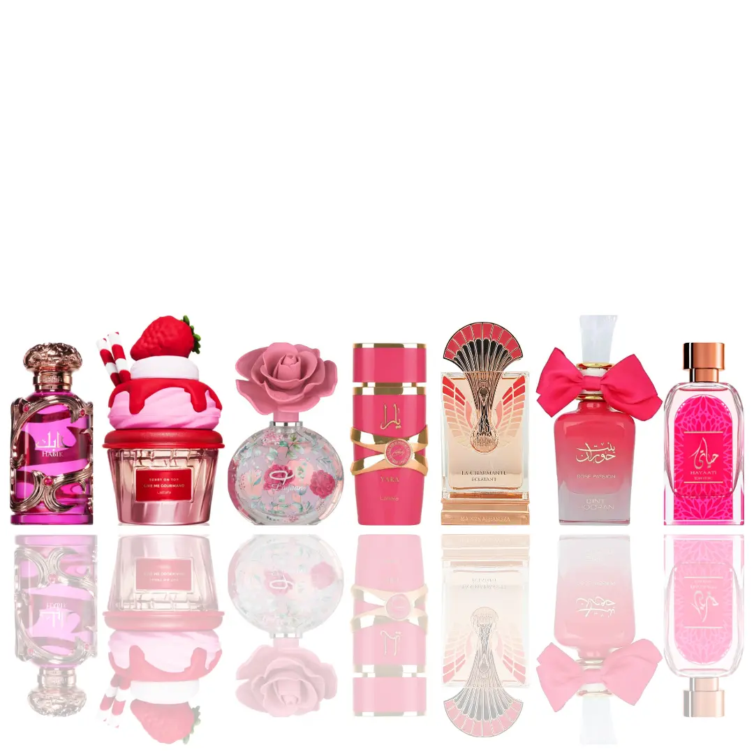 habik woman + layaan + yara candy + La Charmante Eclatant + GIVE ME GOURMAND BERRY ON TOP + Bint hooran rose passion + hayaati exotic -- 7 piece bundle