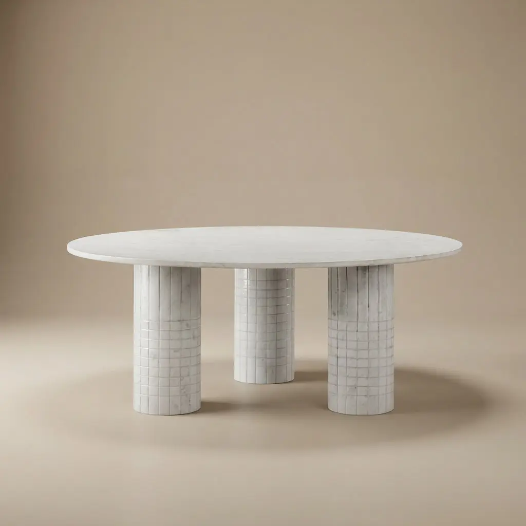 Astoria Round Genuine Marble Coffee Table White