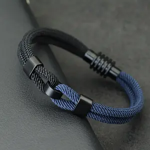 New Bicolor Thread Bracelet For Men Magnet Buckle Concentric Knot Nautical Marine String Braslet Bangle Ukrainian Braclet Joias