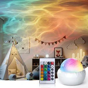 16-Color Round LED Night Light with Remote – 2-in-1 Ocean Wave & 3D Water Ripple Projector for Relaxing and Romantic Atmosphere