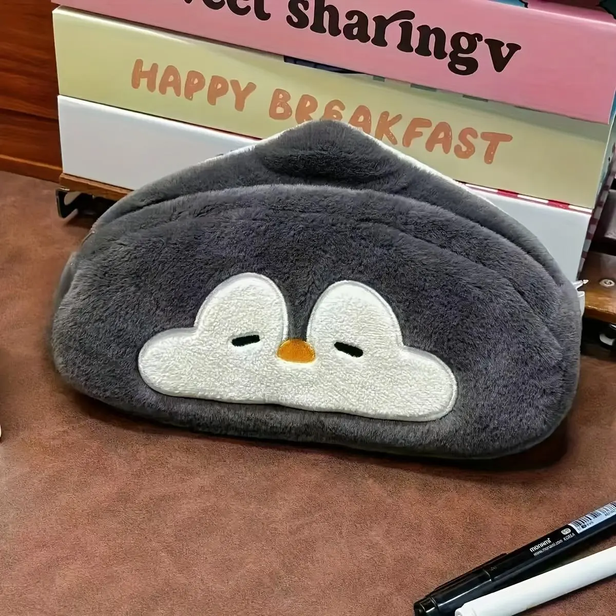 Penguin Plush Pencil Case Set of 1/2/4pcs, Large Capacity Soft Felt Storage Bag, Cute and Stylish Stationery Organizer, Office Stationery Supplies