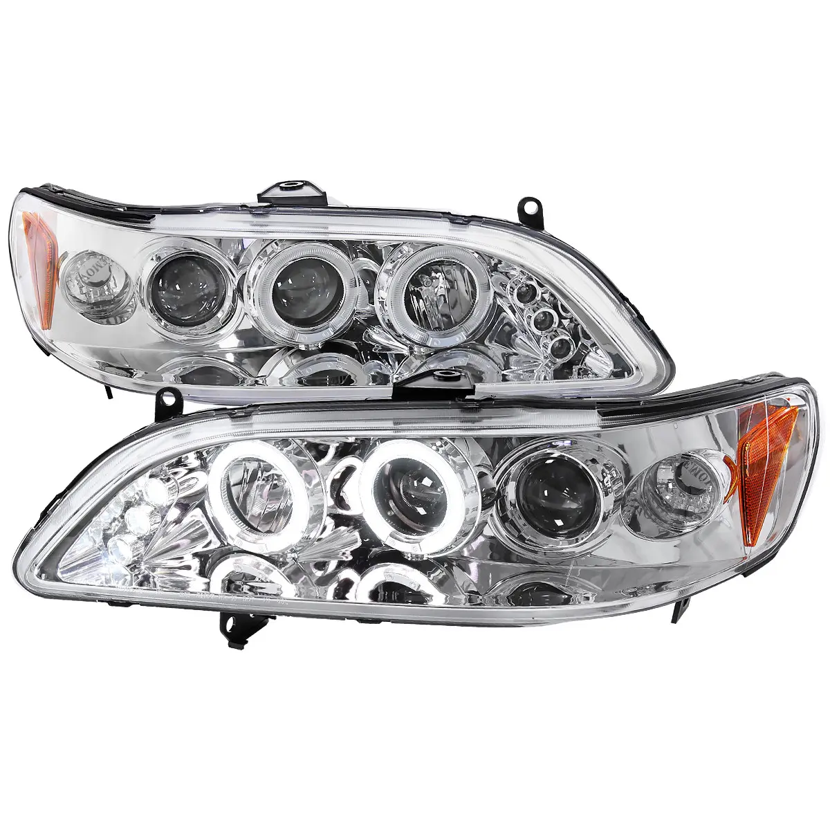1998-2002 Accord Dual Halo Projector Headlights (Chrome Housing/Clear Lens)