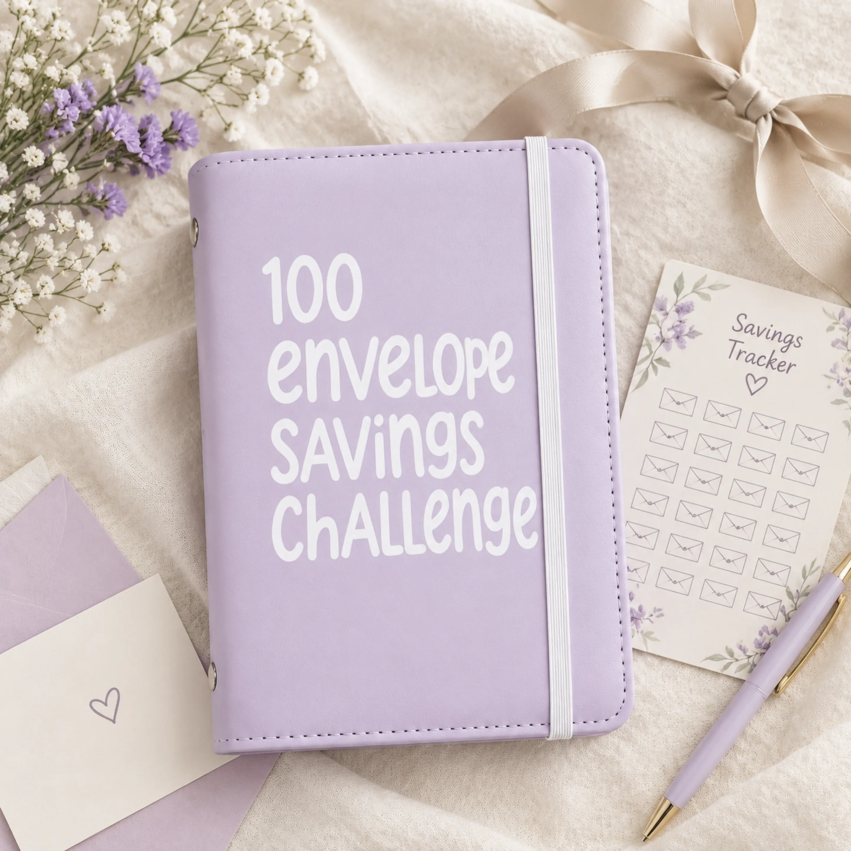 100-Envelope Savings Challenge Binder - Office Binder with Cash Envelopes, Budget Planner Book, $5050 Savings Tool, Money Organizer for Household Budgeting & Gifting