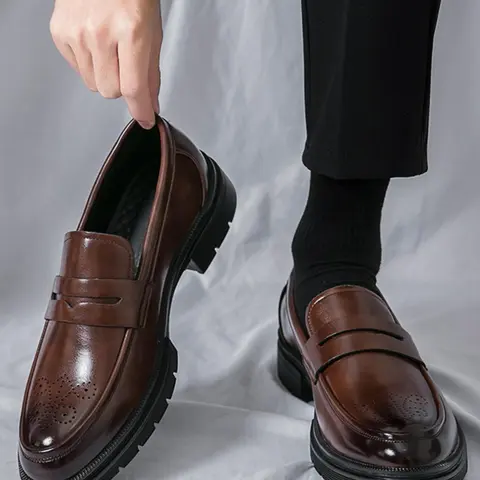 Men's Business Style Solid Color Slip on Dress Shoes Formal Shoes, Fashionable Comfortable Loafers for Work Office, Male All-match Shoes for Daily Wear Office Footwear