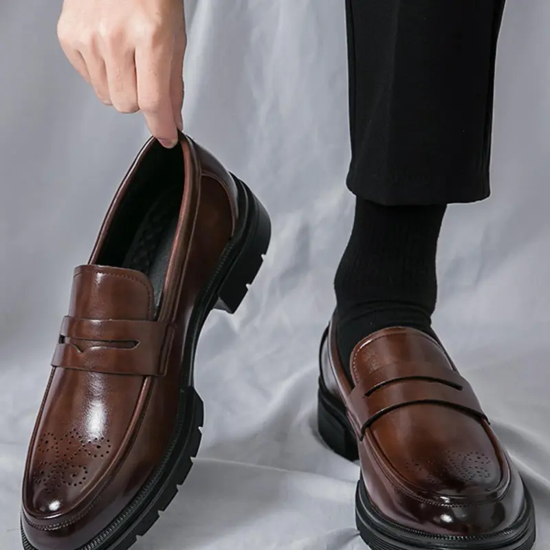 Men's Business Style Solid Color Slip on Dress Shoes Formal Shoes, Fashionable Comfortable Loafers for Work Office, Male All-match Shoes for Daily Wear Office Footwear