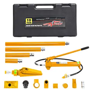 New Upgraded 10 Ton Porta Power Kit Heavy Duty Hydraulic Ram with Secure Transport Case for Auto Shop Frame Repair Construction Equipment Professional Grade Lifting Tool Yellow Ideal Christmas Xmas Birthday Gifts for Women Men
