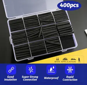 Don't Miss! Black Heat - resistant Heat Shrink Tube Kit, Ideal for Wire Wrapping, Electrical Connections and Cable Insulation Protection