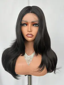 T-Part Style Synthetic Wig, Wave Curl, 22 Inches Soft Full Head Wig, Suitable for Women Daily Wear, Medium Length, No Bangs