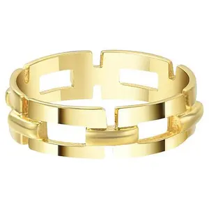Stately Steel Rectangle Link Ring