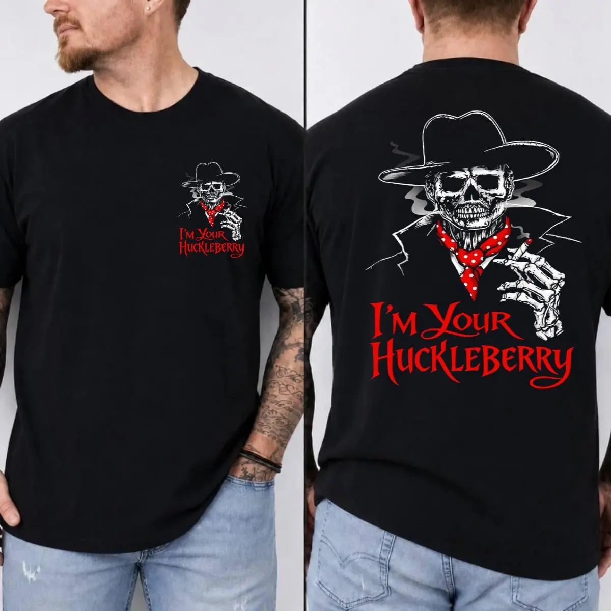 Doc Holliday I'm Your Huckleberry Old West Death Dealers Collection Tombstone Ghost Town Zombie T-Shirt, Cowboy Shirt, Gift For Him, Full Size, Full Color