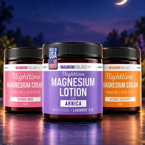 Nighttime Magnesium Signature Trio Body Care Set - Hydrating Nourishing Evening Moisture Products: Arnica Lavender Lotion, Citrus Rose Cream, Citrus Serenity Cream (3-Piece)