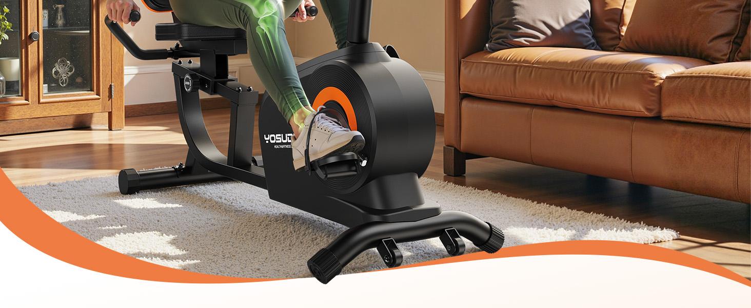 YOSUDA Recumbent Exercise Bike for Home，Magnetic Staionary Bike for Seniors/Adults with Adjustable Seat, 350LB Capacity, 16-level Resistance, LCD Monitor & Pulse Sensors