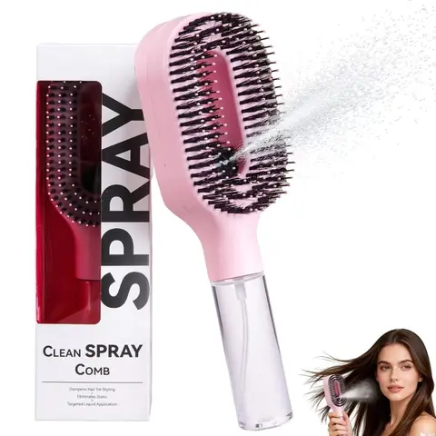 2026 New Spray Comb, Misting Hair Brush, Double-Teeth Design for Scalp Massage, Anti-Static Volumizing Hair Combs, Refillable with Water or Essential Oil for Hair Care, Haircare Tool, Salon Hairdressing Tools for Curly/Straight Hair, Holiday Gift